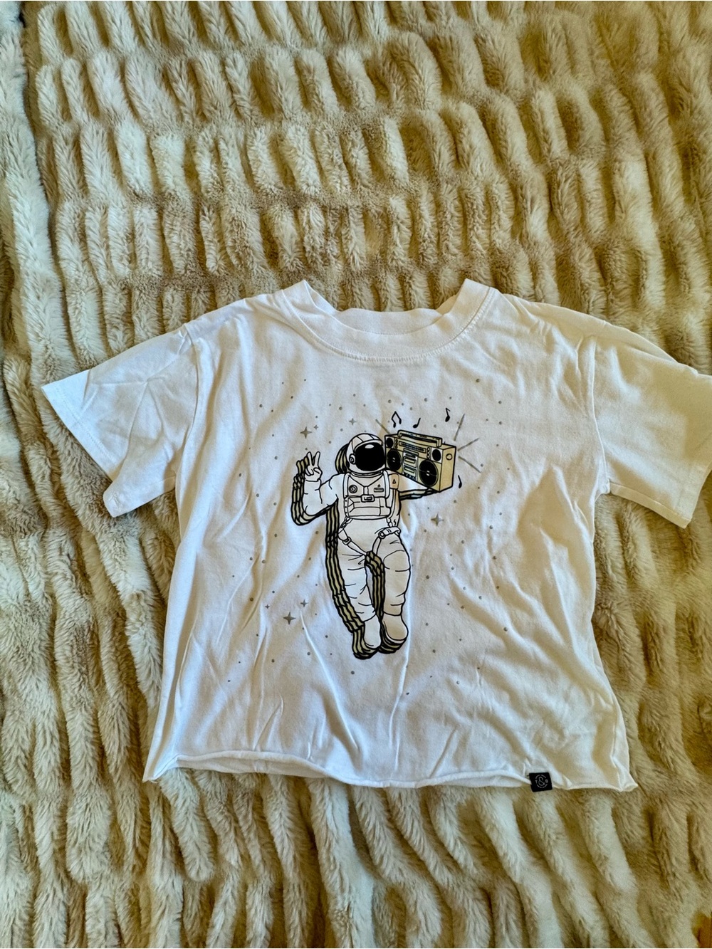White Kids' Astronaut Graphic Tee with Boombox